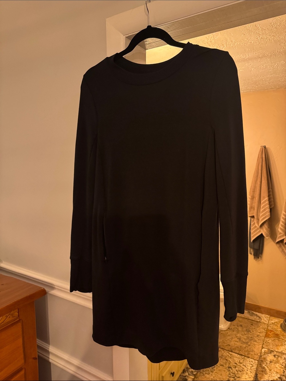 Athleta Black Long Sleeve Shift Dress